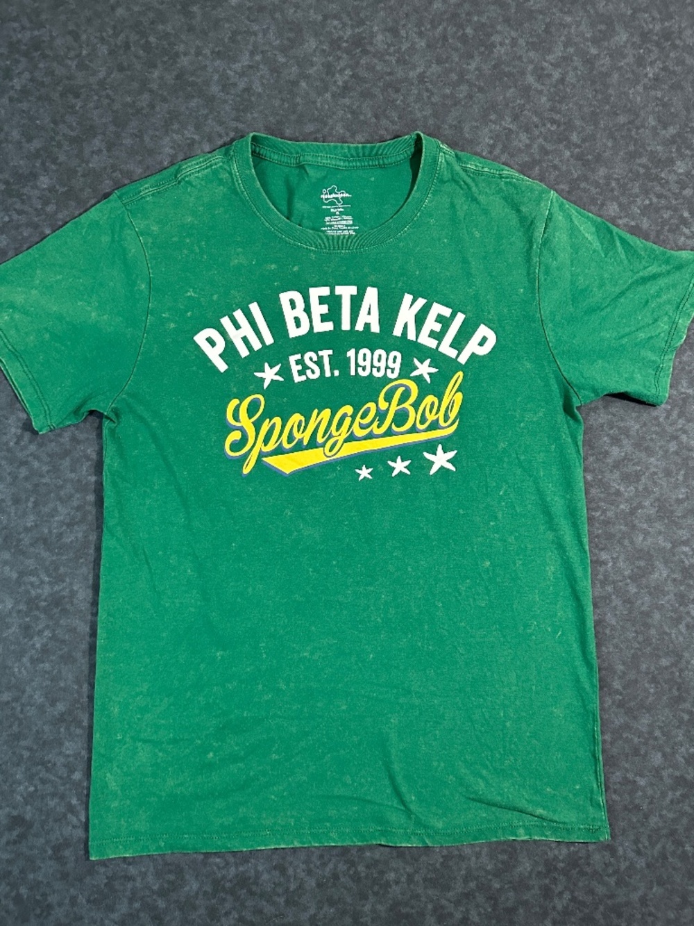 SpongeBob SquarePants Phi Beta Kelp Est. 1999 Green Graphic Print T Shirt Size S